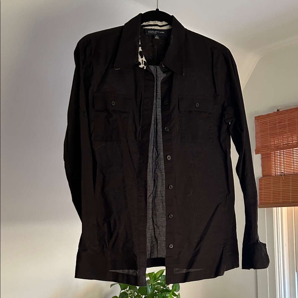 Jones New York Black Lightweight Button Down Shirt